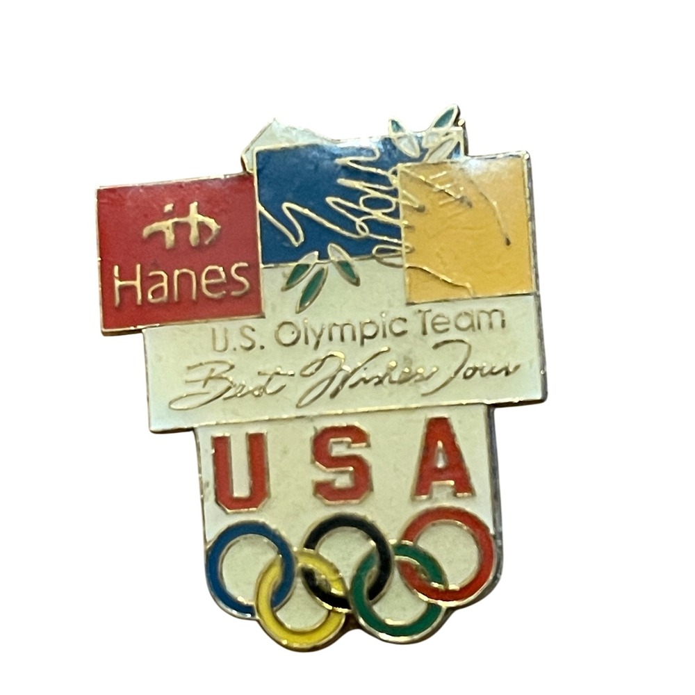 00161 - Vintage US Olympic Team Best Winner Tour Hanes Pinback Pin